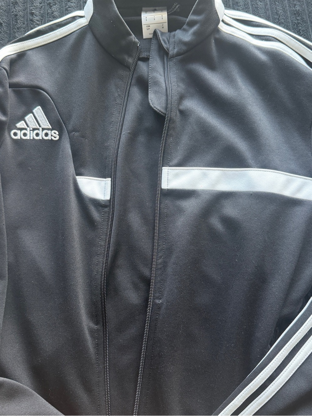 adidas Men’s Black Jacket with White Stripes